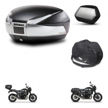 SHAD Maletas SH35 PREMIUM + soporte montaje baul SH48 accesorios TITANIUM KIT-464049