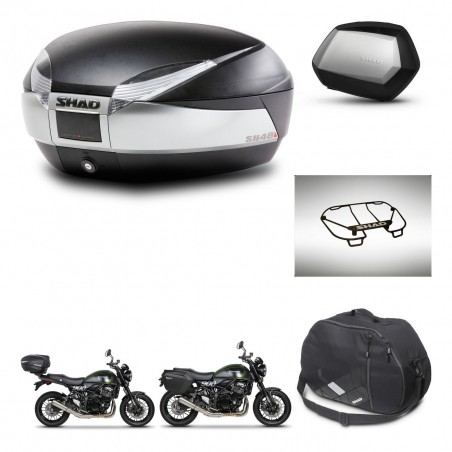 SHAD Maletas SH35 PREMIUM + soporte montaje baul SH48 accesorios TITANIUM KIT-464073