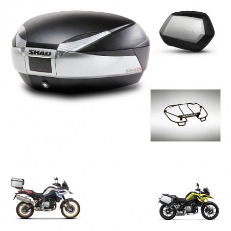 SHAD Maletas SH35 PREMIUM + soporte montaje baul SH48 accesorios TITANIUM KIT-464109