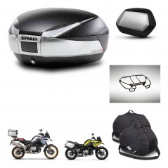 SHAD SH35 PREMIUM suitcases + mounting bracket SH48 trunk accessories TITANIUM KIT-464110