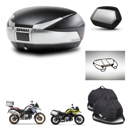 SHAD Maletas SH35 PREMIUM + soporte montaje baul SH48 accesorios TITANIUM KIT-464110