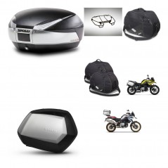 SHAD SH35 PREMIUM suitcases + mounting bracket SH48 trunk accessories TITANIUM KIT-464122