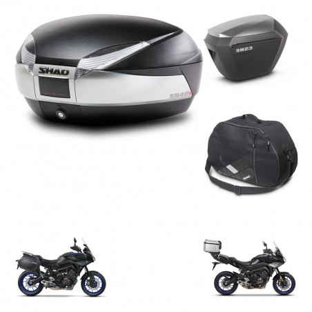 SHAD SH23 alu suitcases + mounting bracket SH48 trunk accessories TITANIUM PREMIUM KIT-464147