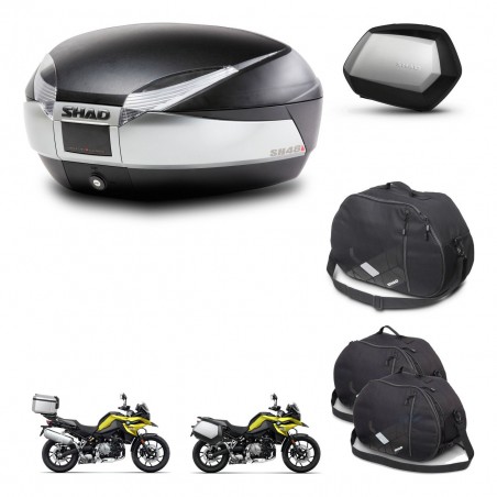 SHAD Maletas SH35 PREMIUM + soporte montaje baul SH48 accesorios TITANIUM KIT-464194