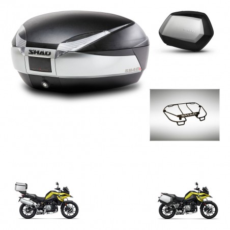 SHAD Maletas SH35 PREMIUM + soporte montaje baul SH48 accesorios TITANIUM KIT-464205