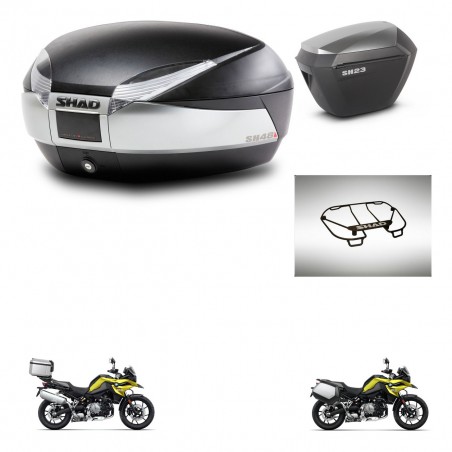 SHAD SH23 alu suitcases + mounting bracket SH48 trunk accessories TITANIUM PREMIUM KIT-464207