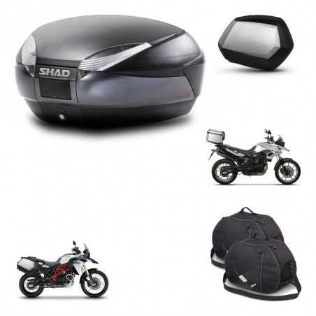 SHAD Maletas SH35 PREMIUM + soporte montaje baul SH48 accesorios DARK GREY KIT-464230