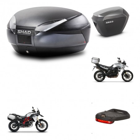 SHAD Maletas sh23 alu + soporte montaje baul SH48 accesorios DARK GREY PREMIUM KIT-464237