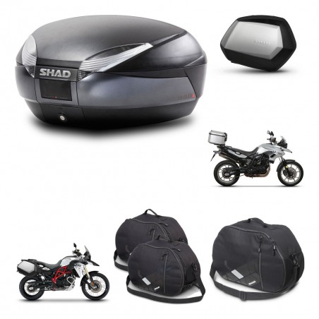 SHAD Maletas SH35 PREMIUM + soporte montaje baul SH48 accesorios DARK GREY KIT-464242