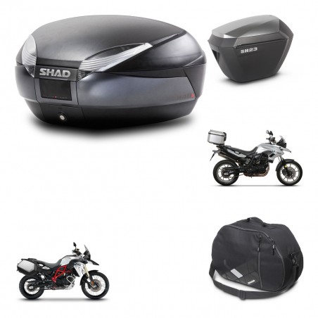 SHAD Maletas sh23 alu + soporte montaje baul SH48 accesorios DARK GREY PREMIUM KIT-464243