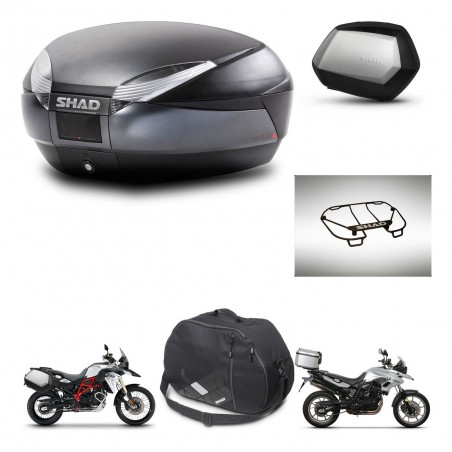 SHAD Maletas SH35 PREMIUM + soporte montaje baul SH48 accesorios DARK GREY KIT-464265