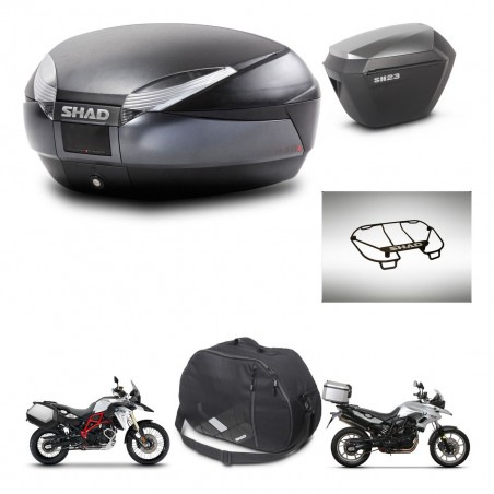 SHAD Maletas sh23 alu + soporte montaje baul SH48 accesorios DARK GREY PREMIUM KIT-464267