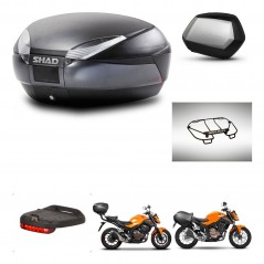 SHAD Maletas SH35 PREMIUM + soporte montaje baul SH48 accesorios DARK GREY KIT-464315
