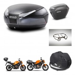 SHAD Maletas sh23 alu + soporte montaje baul SH48 accesorios DARK GREY PREMIUM KIT-464323