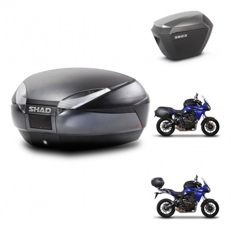 SHAD Maletas sh23 alu + soporte montaje baul SH48 DARK GREY PREMIUM KIT-464330