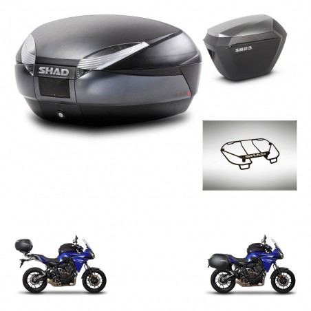 SHAD Maletas sh23 alu + soporte montaje baul SH48 accesorios DARK GREY PREMIUM KIT-464334