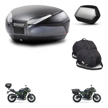 SHAD Maletas SH35 PREMIUM + soporte montaje baul SH48 accesorios DARK GREY KIT-464342