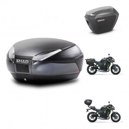 SHAD Maletas sh23 alu + soporte montaje baul SH48 DARK GREY PREMIUM KIT-464343
