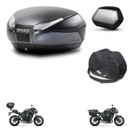 SHAD Maletas SH35 PREMIUM + soporte montaje baul SH48 accesorios DARK GREY KIT-464353