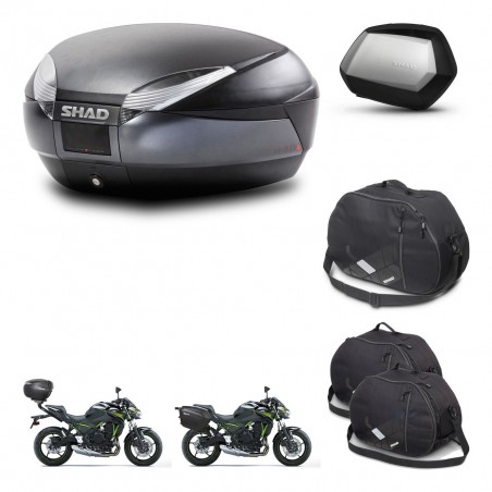 SHAD Maletas SH35 PREMIUM + soporte montaje baul SH48 accesorios DARK GREY KIT-464354