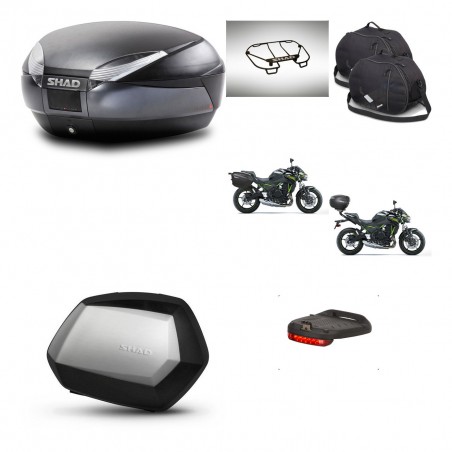 SHAD Maletas SH35 PREMIUM + soporte montaje baul SH48 accesorios DARK GREY KIT-464372