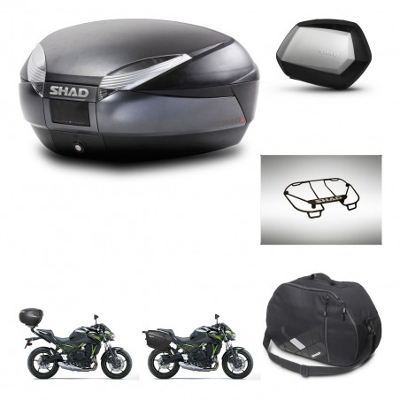 SHAD Maletas SH35 PREMIUM + soporte montaje baul SH48 accesorios DARK GREY KIT-464377
