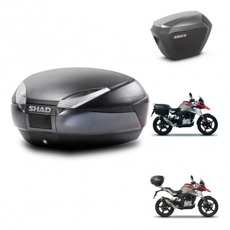 SHAD Maletas sh23 alu + soporte montaje baul SH48 DARK GREY PREMIUM KIT-464391