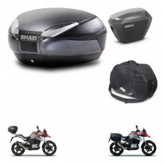 SHAD Maletas sh23 alu + soporte montaje baul SH48 accesorios DARK GREY PREMIUM KIT-464403
