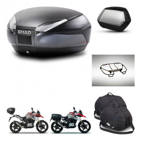 SHAD Maletas SH35 PREMIUM + soporte montaje baul SH48 accesorios DARK GREY KIT-464414