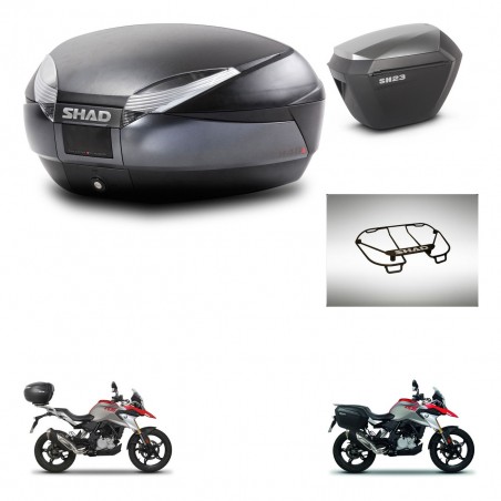 SHAD Maletas sh23 alu + soporte montaje baul SH48 accesorios DARK GREY PREMIUM KIT-464415