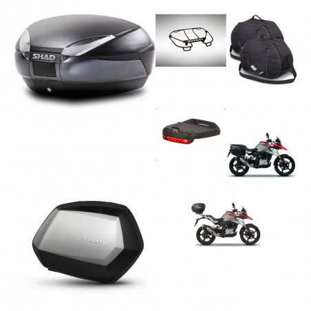 SHAD Maletas SH35 PREMIUM + soporte montaje baul SH48 accesorios DARK GREY KIT-464420