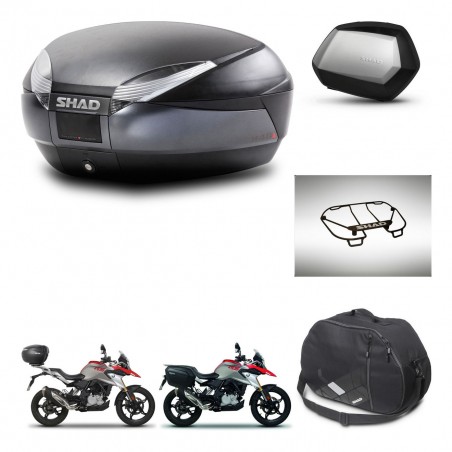 SHAD Maletas SH35 PREMIUM + soporte montaje baul SH48 accesorios DARK GREY KIT-464425