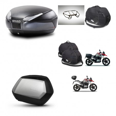 SHAD Maletas SH35 PREMIUM + soporte montaje baul SH48 accesorios DARK GREY KIT-464426