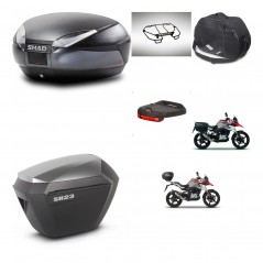 SHAD Maletas sh23 alu + soporte montaje baul SH48 accesorios DARK GREY PREMIUM KIT-464433