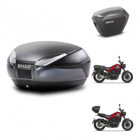 SHAD Maletas sh23 alu + soporte montaje baul SH48 DARK GREY PREMIUM KIT-464439