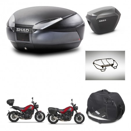 SHAD SH23 alu suitcases + mounting bracket SH48 trunk accessories DARK GREY PREMIUM KIT-464475