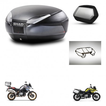 SHAD Maletas SH35 PREMIUM + soporte montaje baul SH48 accesorios DARK GREY KIT-464557