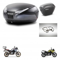 SHAD SH23 alu suitcases + mounting bracket SH48 trunk accessories DARK GREY PREMIUM KIT-464559