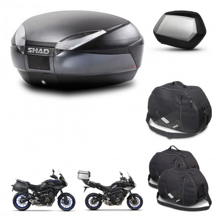 SHAD Maletas SH35 PREMIUM + soporte montaje baul SH48 accesorios DARK GREY KIT-464594