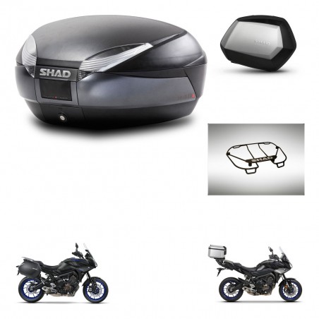 SHAD Maletas SH35 PREMIUM + soporte montaje baul SH48 accesorios DARK GREY KIT-464605