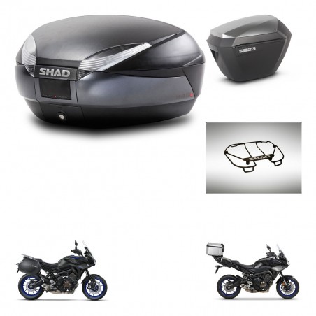 SHAD Maletas sh23 alu + soporte montaje baul SH48 accesorios DARK GREY PREMIUM KIT-464607
