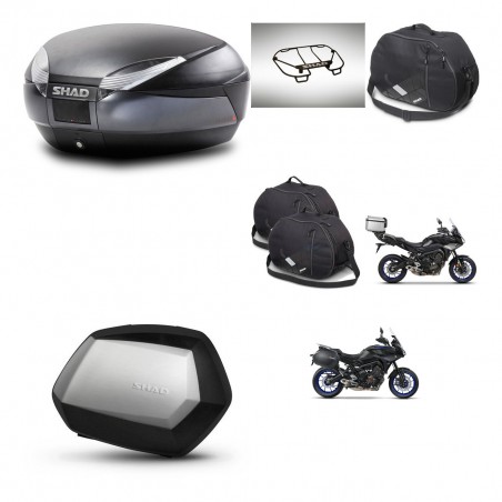 SHAD Maletas SH35 PREMIUM + soporte montaje baul SH48 accesorios DARK GREY KIT-464618
