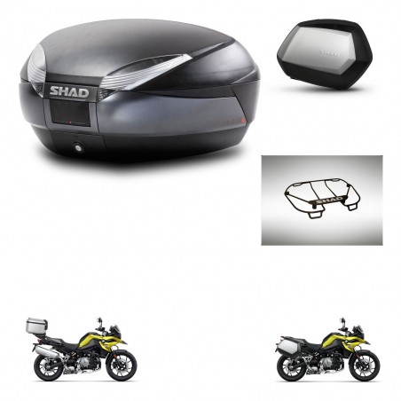 SHAD Maletas SH35 PREMIUM + soporte montaje baul SH48 accesorios DARK GREY KIT-464653
