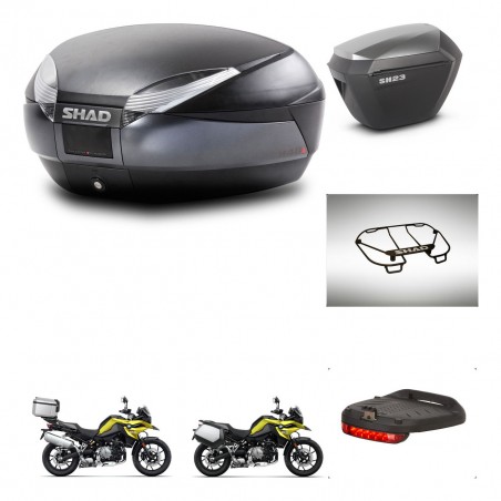 SHAD Maletas sh23 alu + soporte montaje baul SH48 accesorios DARK GREY PREMIUM KIT-464661