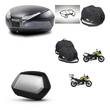 SHAD Maletas SH35 PREMIUM + soporte montaje baul SH48 accesorios DARK GREY KIT-464666