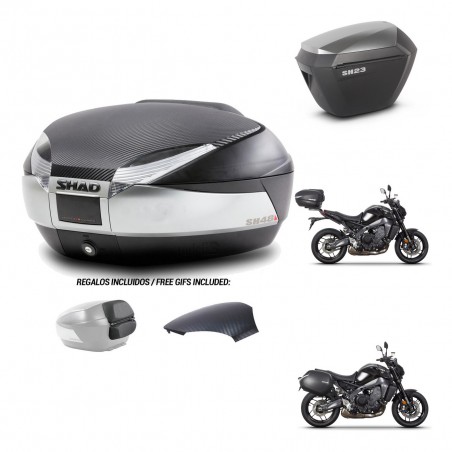 SHAD SH23 alu suitcases + mounting bracket SH48 trunk backrest cover KIT-464951