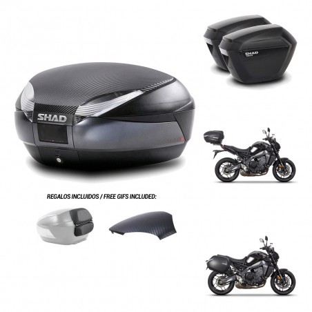 SHAD Maletas sh23 + soporte montaje baul SH48 tapa respaldo 49 L KIT-465044