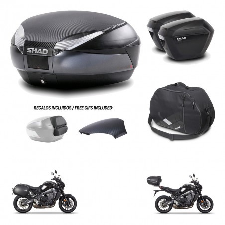 SHAD Maletas sh23 + soporte montaje baul SH48 tapa respaldo accesorios 49 L KIT-465056