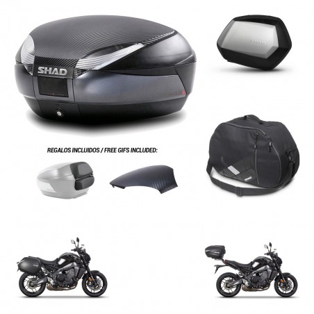 SHAD Maletas SH35 PREMIUM + soporte montaje baul SH48 tapa respaldo accesorios 49 L KIT-465057