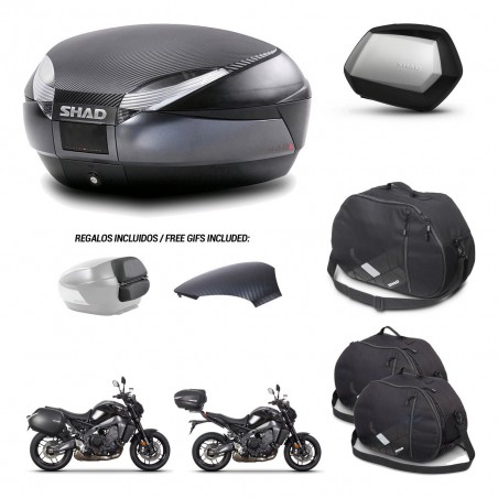 SHAD Maletas SH35 PREMIUM + soporte montaje baul SH48 tapa respaldo accesorios 49 L KIT-465058